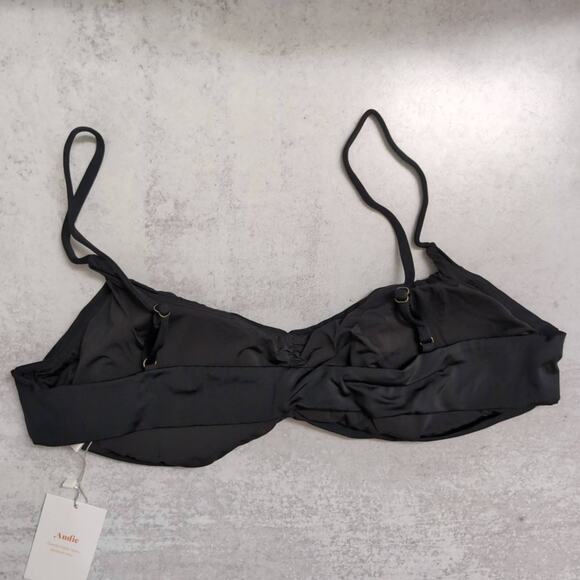 NWT Andie Black Symi Bikini Top Ruched Adjustable Straps Womens Swimwear XL - Picture 3 of 9